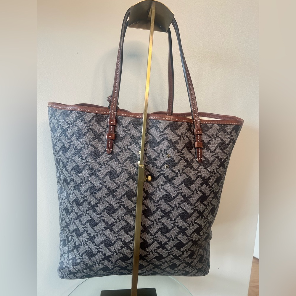 Juicy Couture Brown Monogram Stripe Tote - 17in x 14in x 6in - Picture 2 of 12